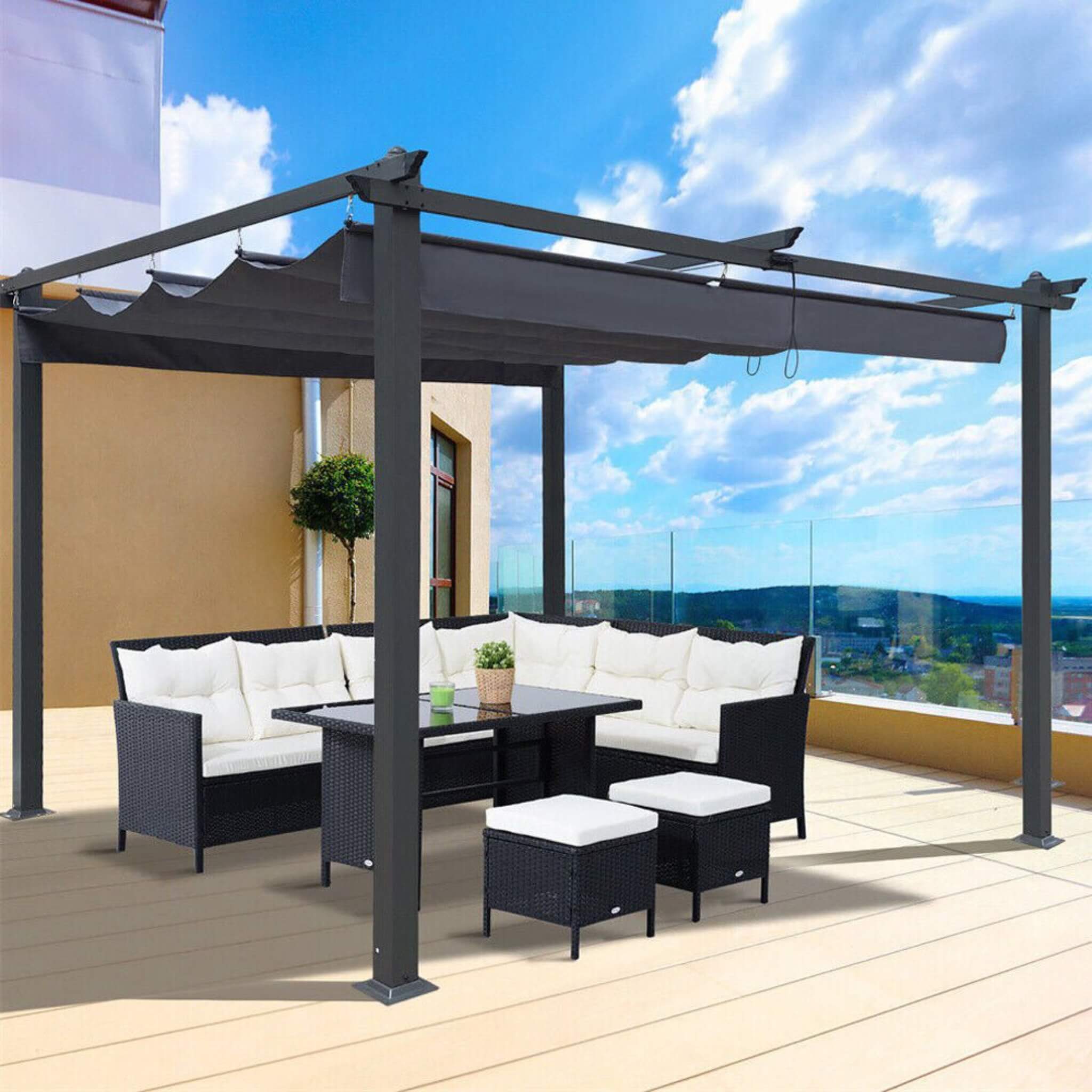 [10X13FT] Alora Premium Outdoor Patio Retractable Pergola With Canopy (SAK01864) - Image 6