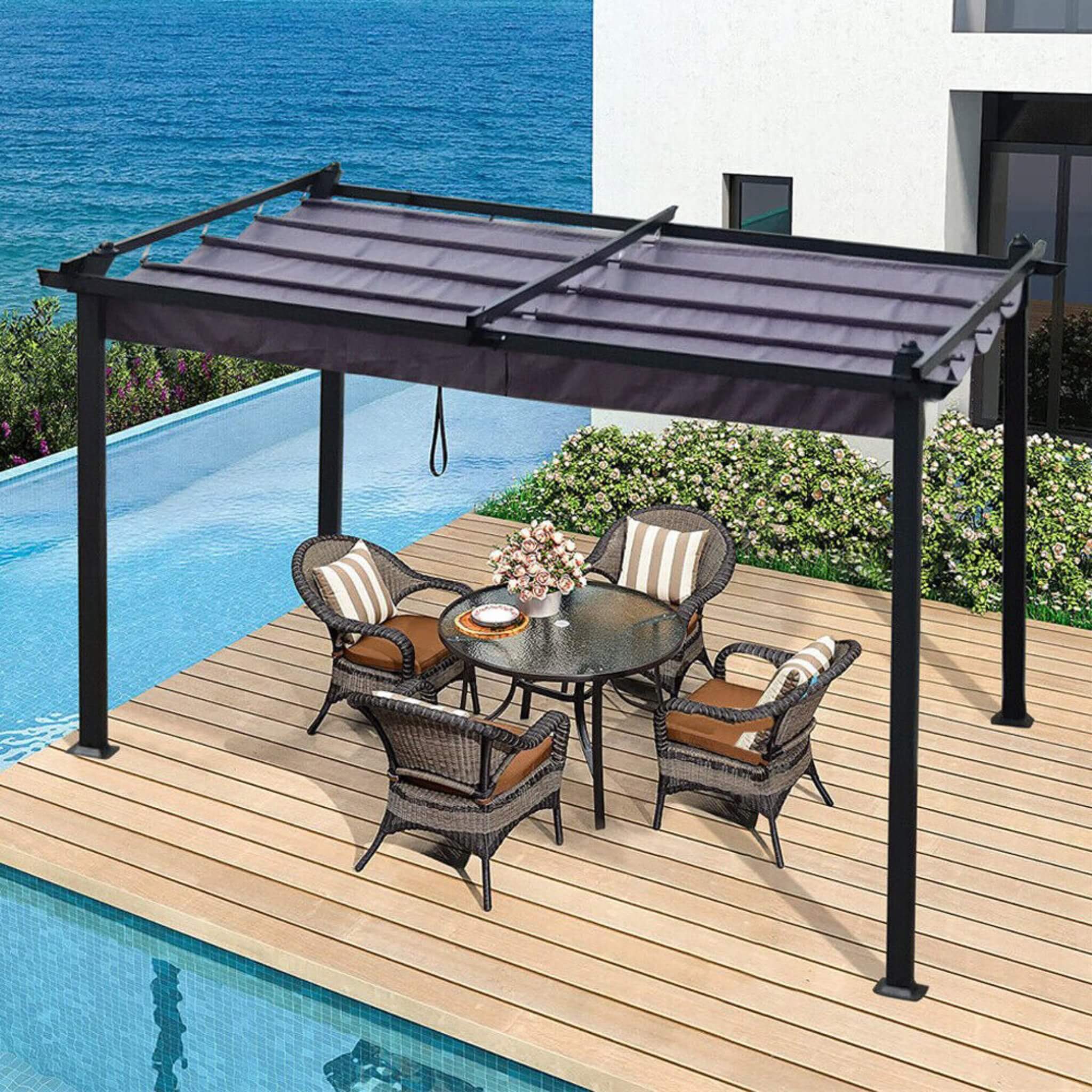 [10X13FT] Alora Premium Outdoor Patio Retractable Pergola With Canopy (SAK01864) - Image 8