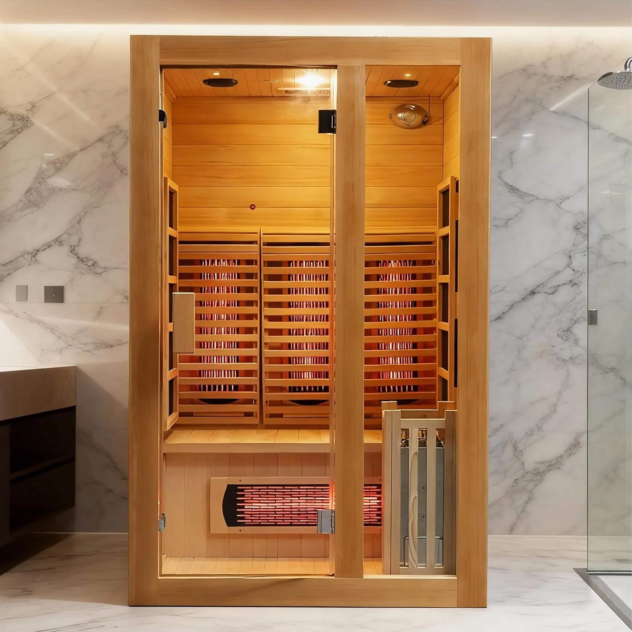 Rövia Luma 2-Person Indoor Hybrid Sauna Room With Infrared And 3.5KW Steam Heater [Made-To-Order] (SAK83750) - Image 3