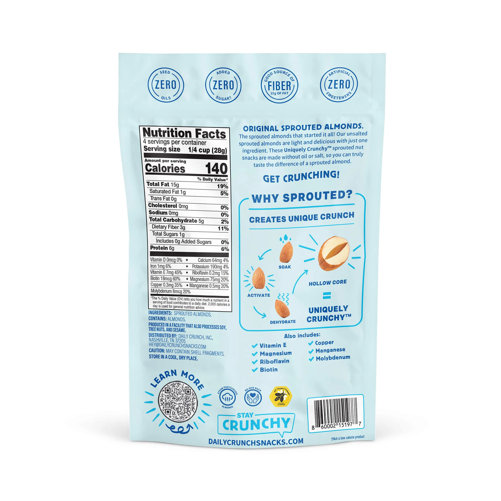 Daily Crunch Unsalted Sprouted Almonds - Image 2
