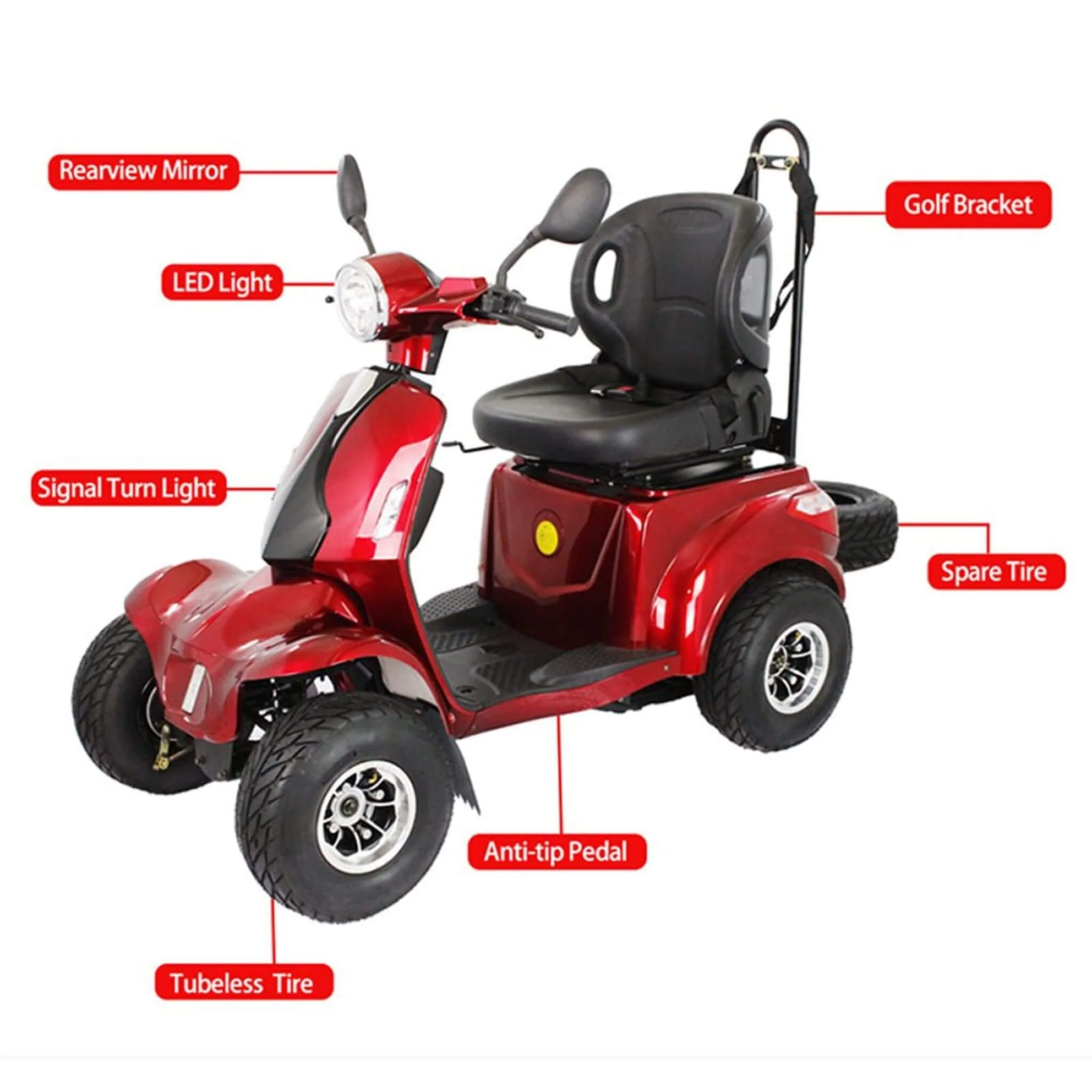 Zvg 4-Wheel 60V/20AH Electric Golf Senior Travel Mobility Scooter For Adults, 440LBS (SAK91582) - Image 7